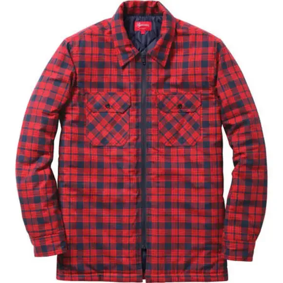 Supreme　Quilted Flannel Zip Up Shirt 92b48f8a13d4cdc2481f57273aaa42